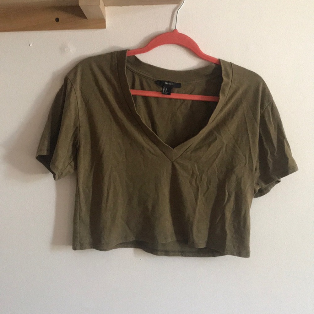 Size medium green v neck crop top